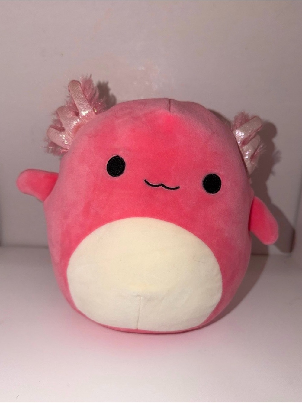 Archie Pink Axolotl Plush with Cream Belly